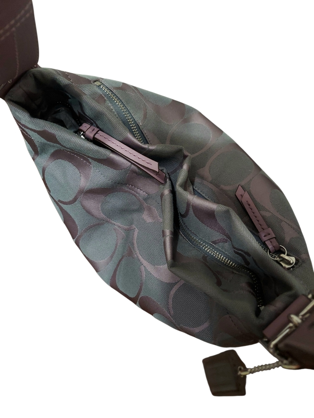 Coach Jacquard Signature Zip Duffle Hobo Bag F15067 Gently Loved - Picture 8 of 11